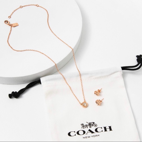 🔥🆕 Coach Open Circle Necklace & Tea Rose Studs - Picture 3 of 10